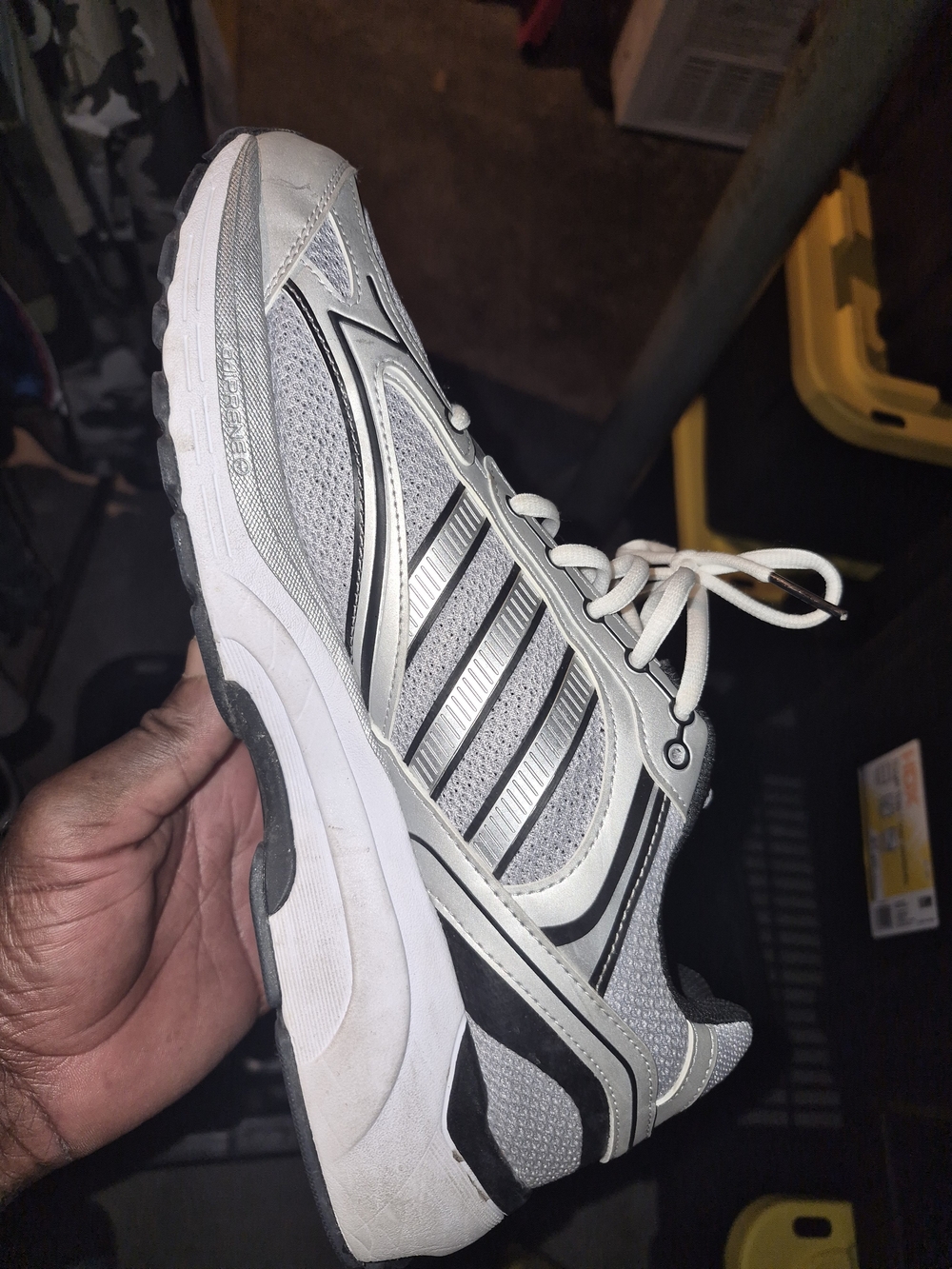 adidas Silver, White and Black Athletic Sneaker